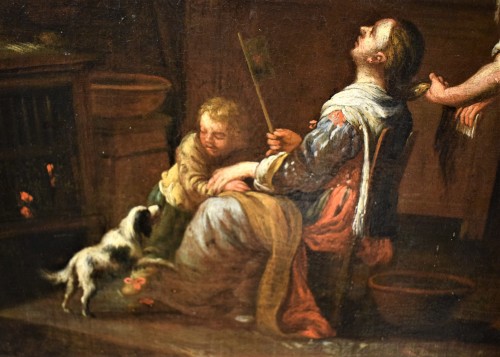 XVIIe siècle - Intérieur avec scène de toilette - Atelier de David Teniers II (1610-1690)